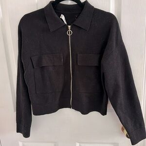 Mango black cropped knit jacket